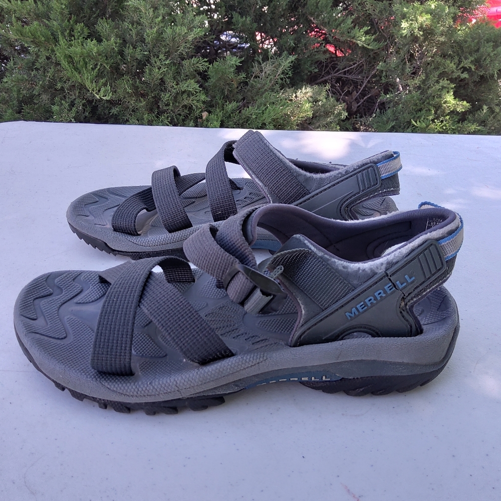 Merrell Womens Water Hiking Sandals 7.5 8 38 Adjustable Strap Blue Gray